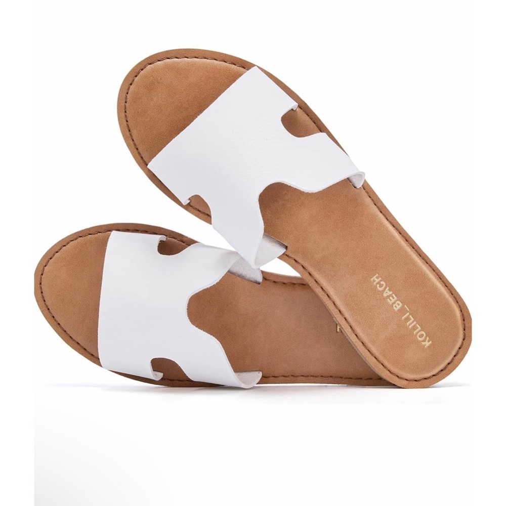 White Slip On Sandals